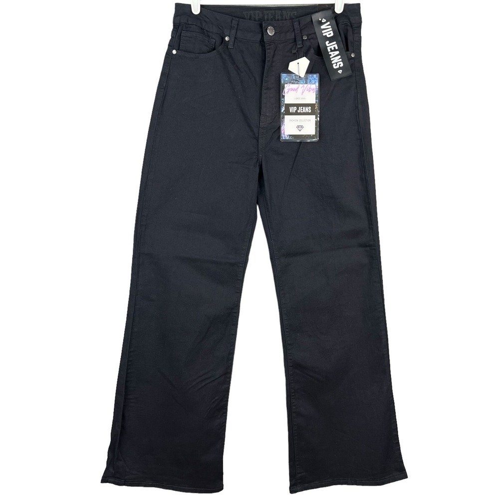 VIP JEANS Womens Black Pants Size 15/16 Sculpting Boot-Cut Stretch High Rise NWT